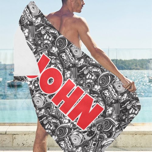 Custom name car part print towel